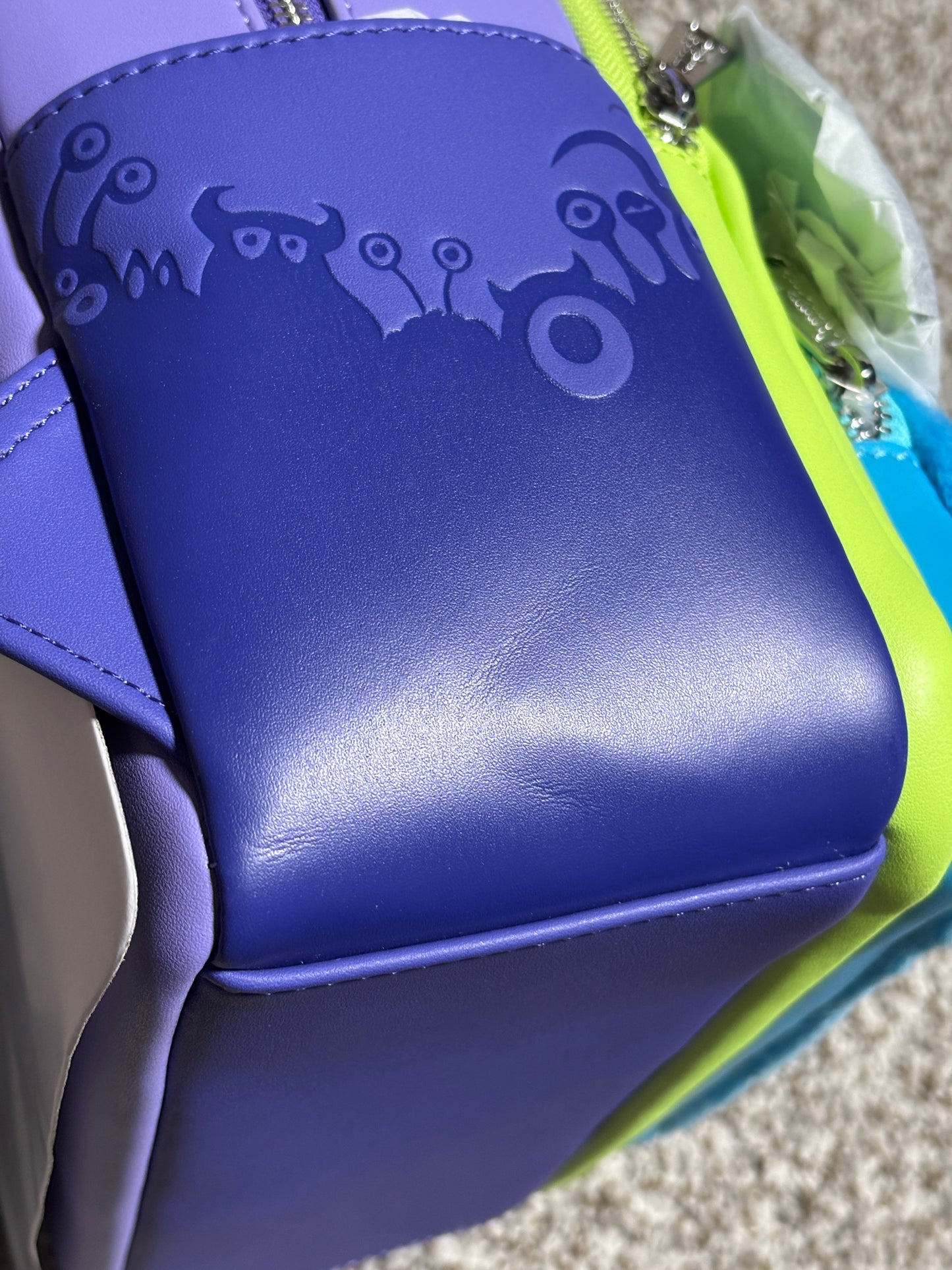 Disney Pixar Monsters Inc. Lenticular & Plush Triple Pocket Mini Backpack DEFECTIVES