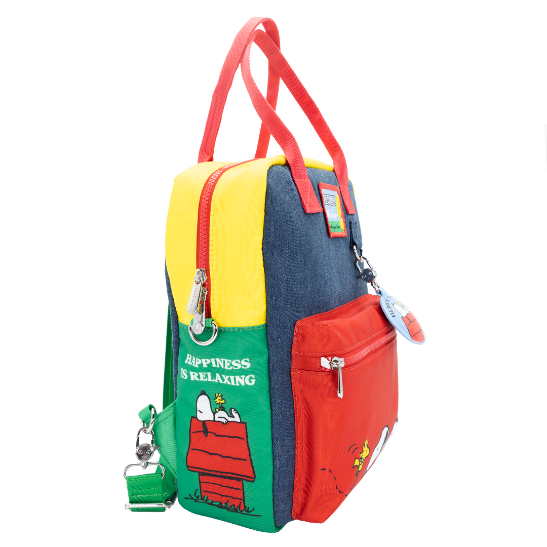 Peanuts 75th Anniversary Color Block Denim & Canvas Convertible Bag