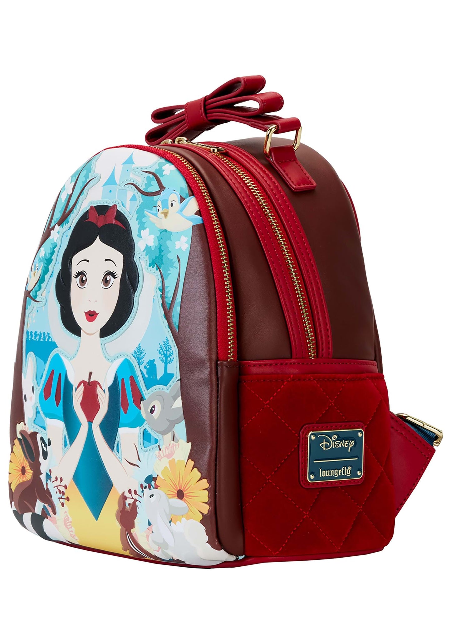 Snow White Classic Apple Quilted Velvet Mini Backpack