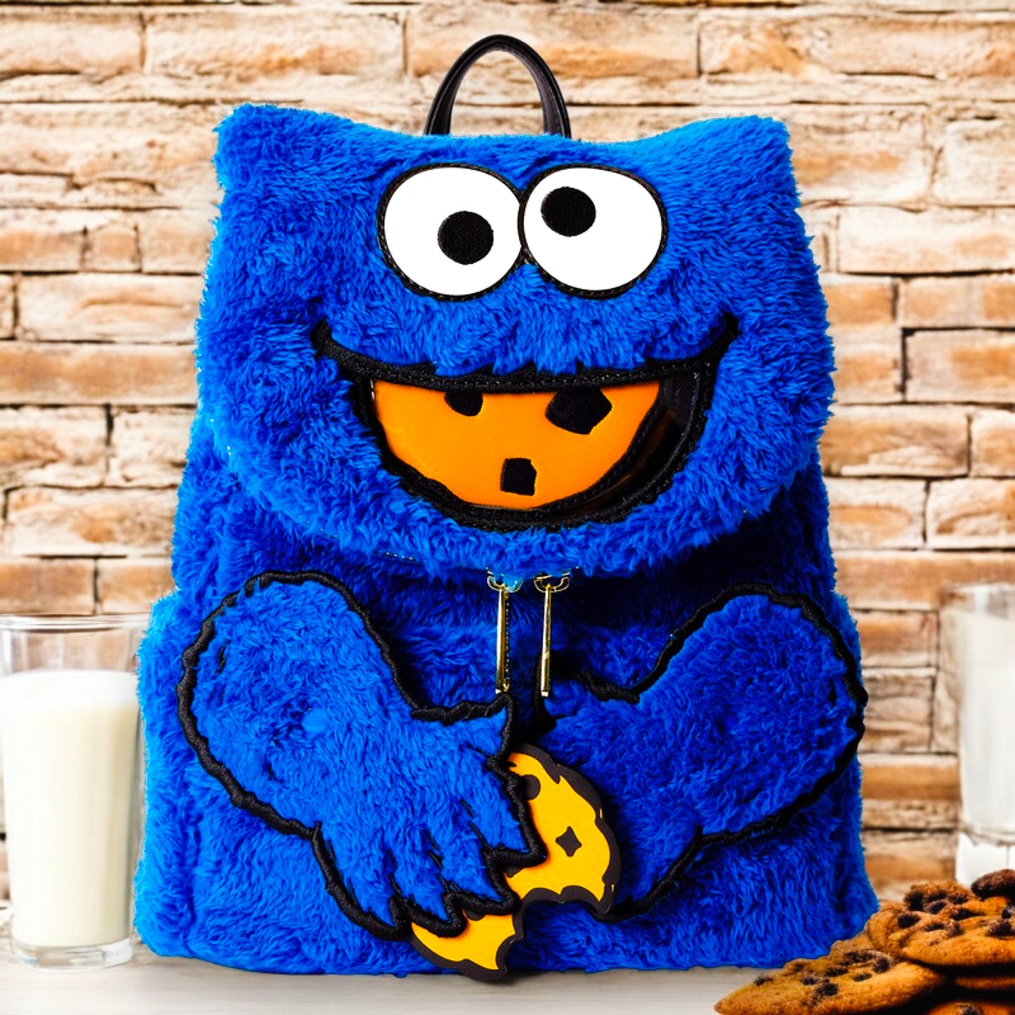 Sesame Street Cookie Monster Plush Cosplay Mini Backpack With Coin Bag