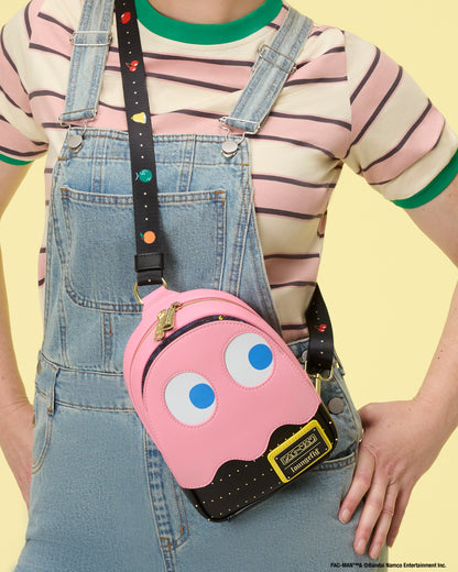 Pac-Man Pinky Ghost Glow Sling Crossbody Bag