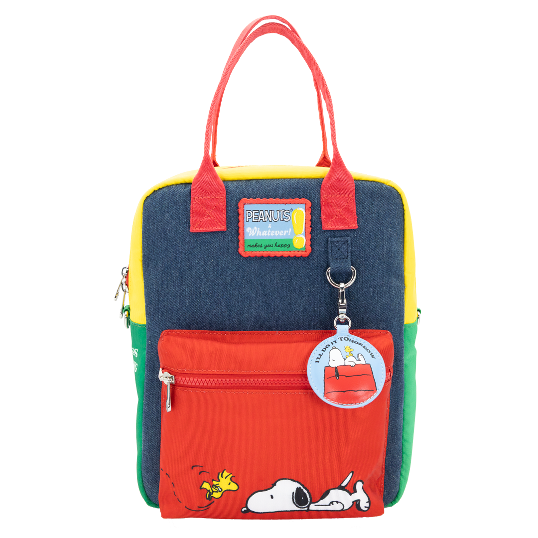 Peanuts 75th Anniversary Color Block Denim & Canvas Convertible Bag