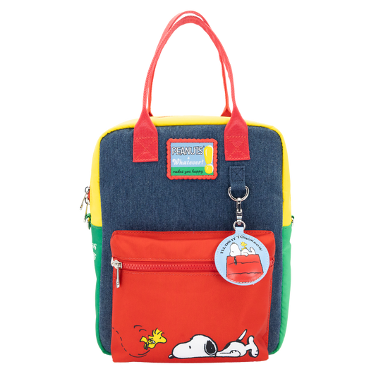 Peanuts 75th Anniversary Color Block Denim & Canvas Convertible Bag
