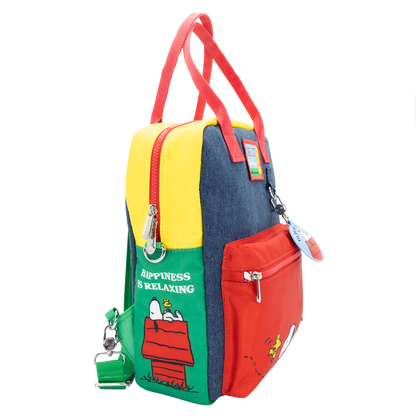 Peanuts 75th Anniversary Color Block Denim & Canvas Convertible Bag