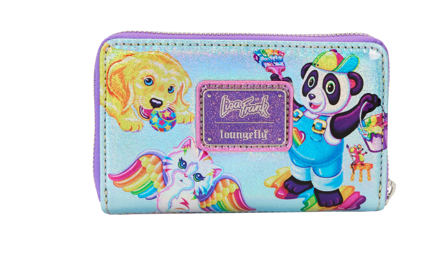 Lisa Frank Holographic Glitter Color Block Zip Around Wallet