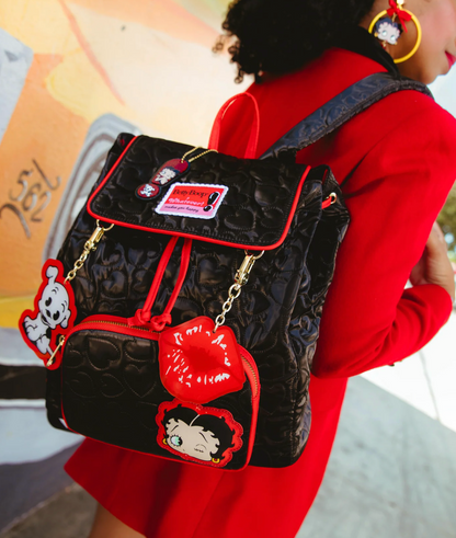 Betty Boop Quilted Heart Trinket Backpack w/ Acrylic Charms