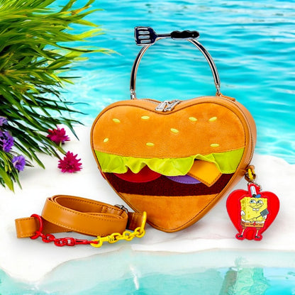 SpongeBob SquarePants Krabby Patty Plush Heart Figural Crossbody Bag