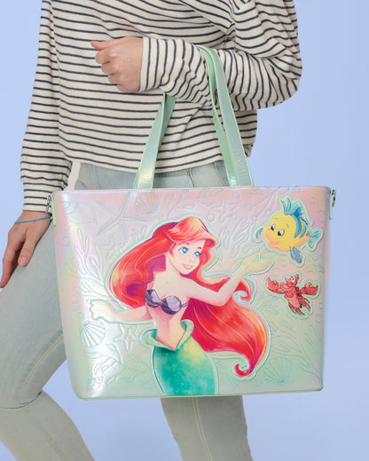 The Little Mermaid Ariel, Flounder, & Sebastian Tote Bag with Coin Bag