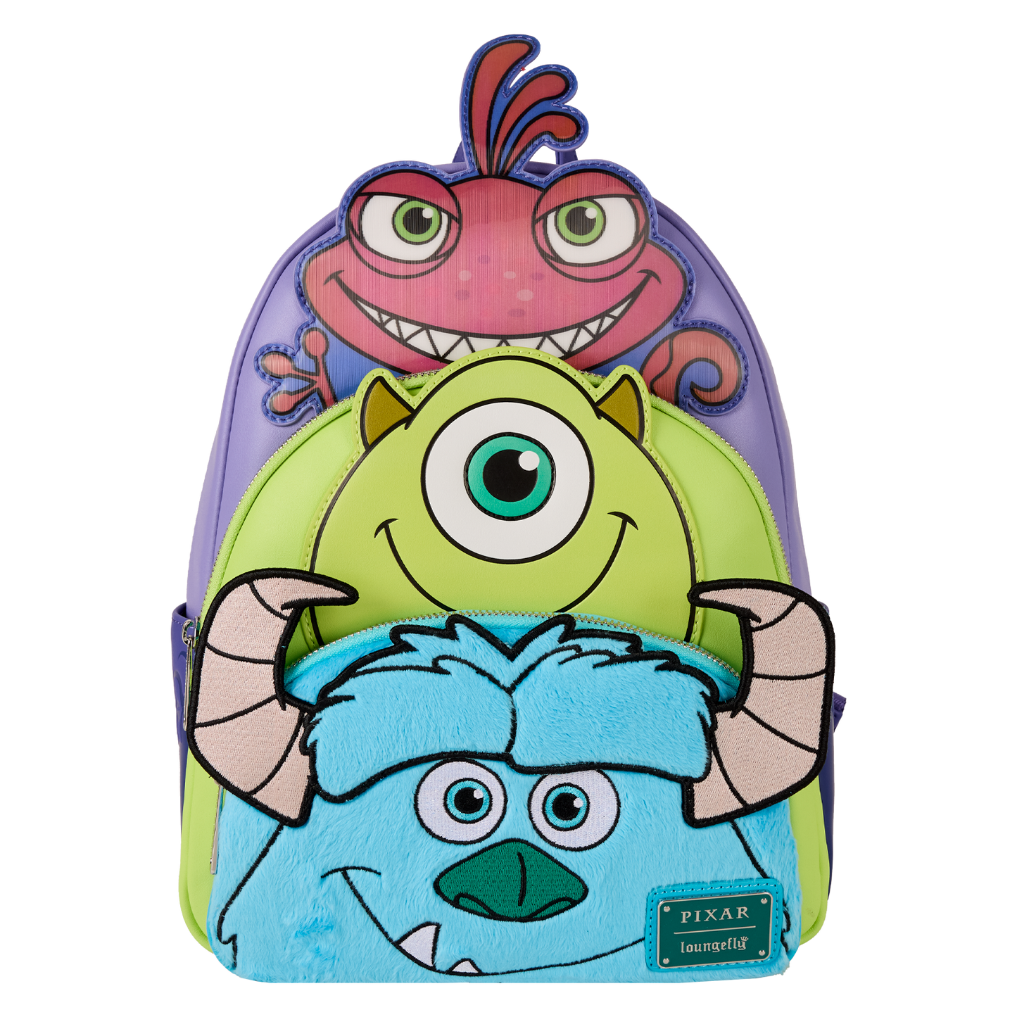 Disney Pixar Monsters Inc. Lenticular & Plush Triple Pocket Mini Backpack DEFECTIVES