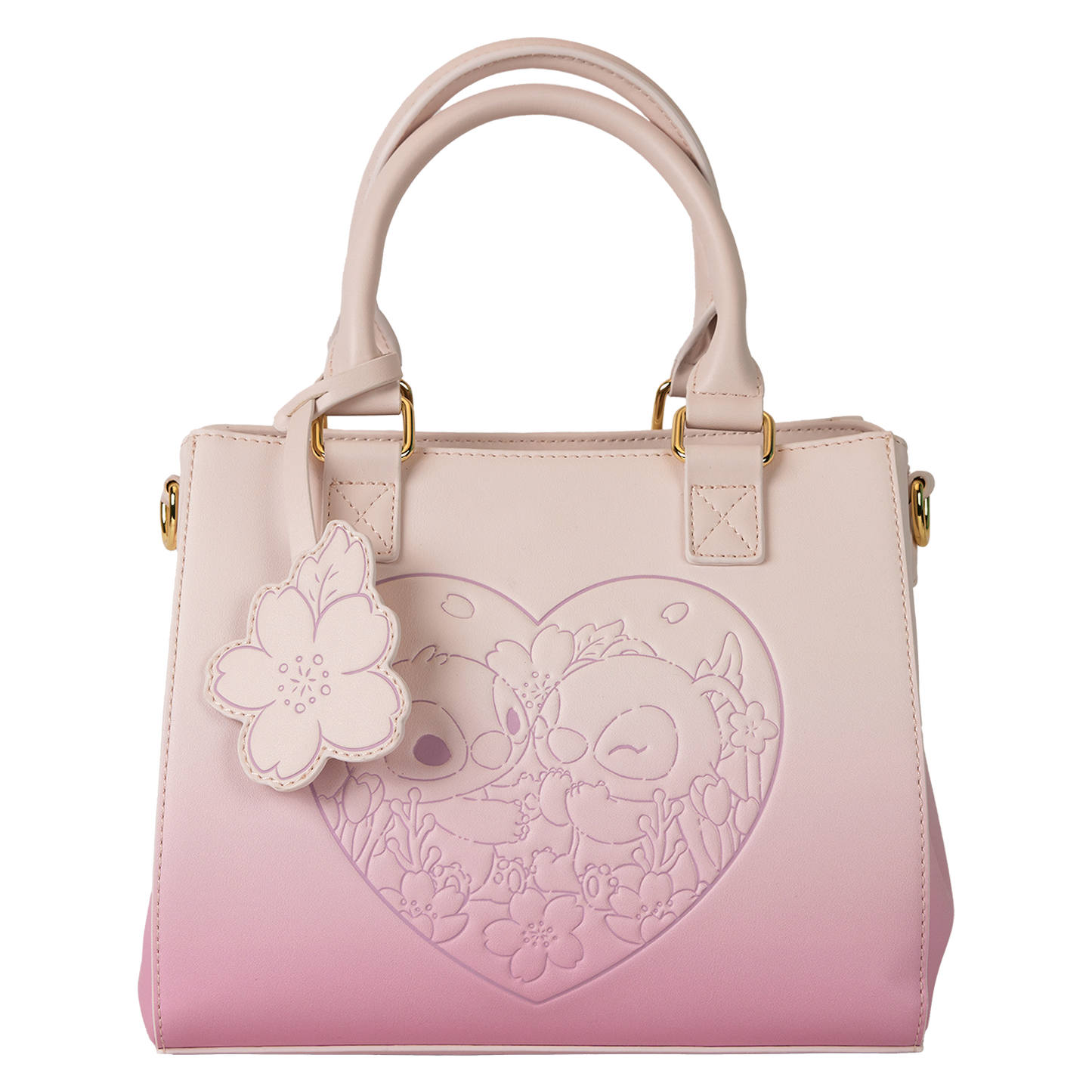 Stitch and Angel Cherry Blossom Heart Crossbody