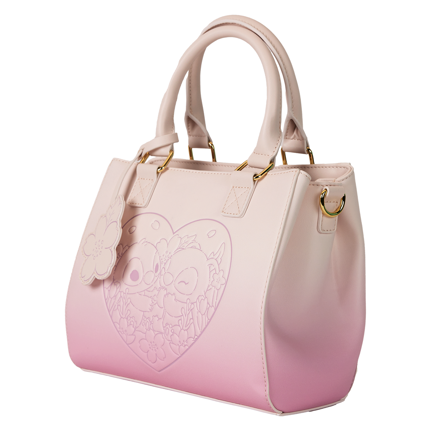 Stitch and Angel Cherry Blossom Heart Crossbody