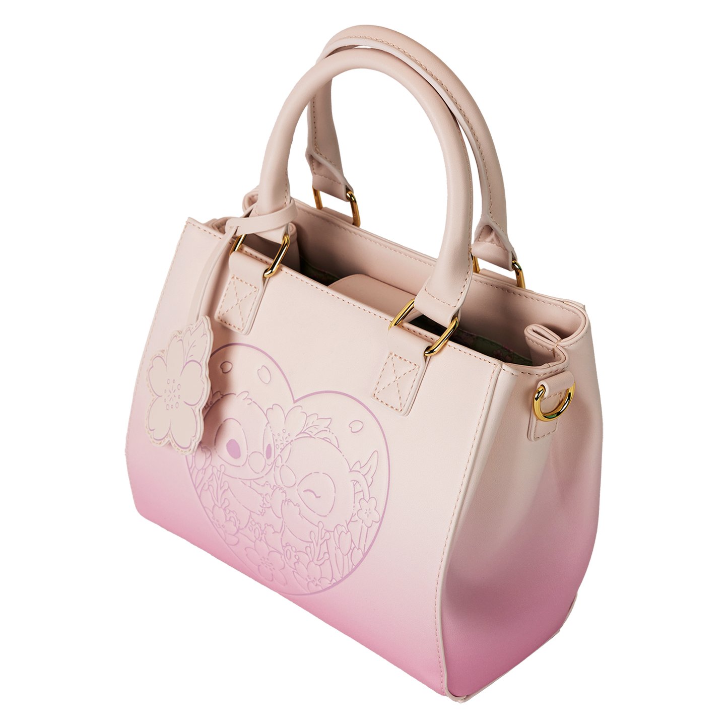 Stitch and Angel Cherry Blossom Heart Crossbody