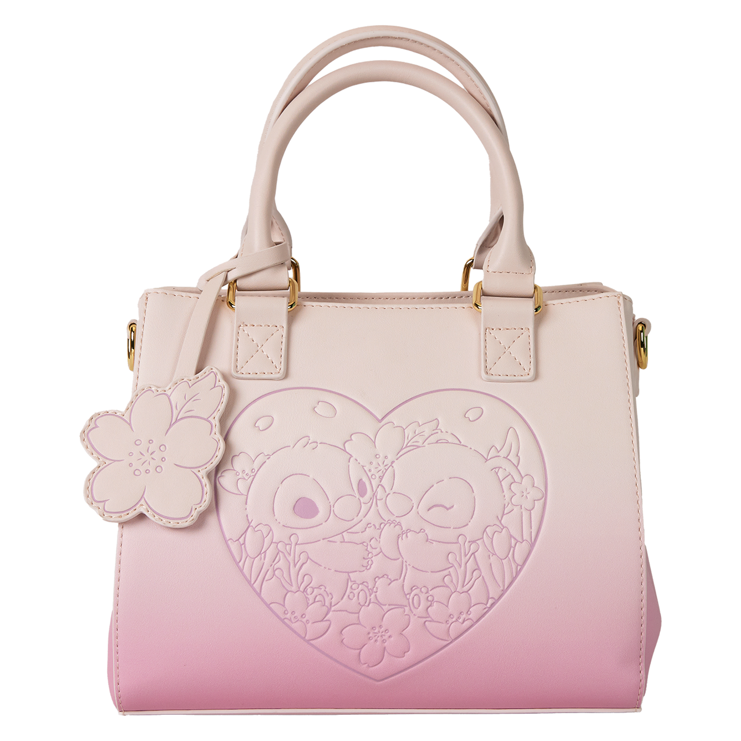 Stitch and Angel Cherry Blossom Heart Crossbody
