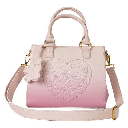 Stitch and Angel Cherry Blossom Heart Crossbody