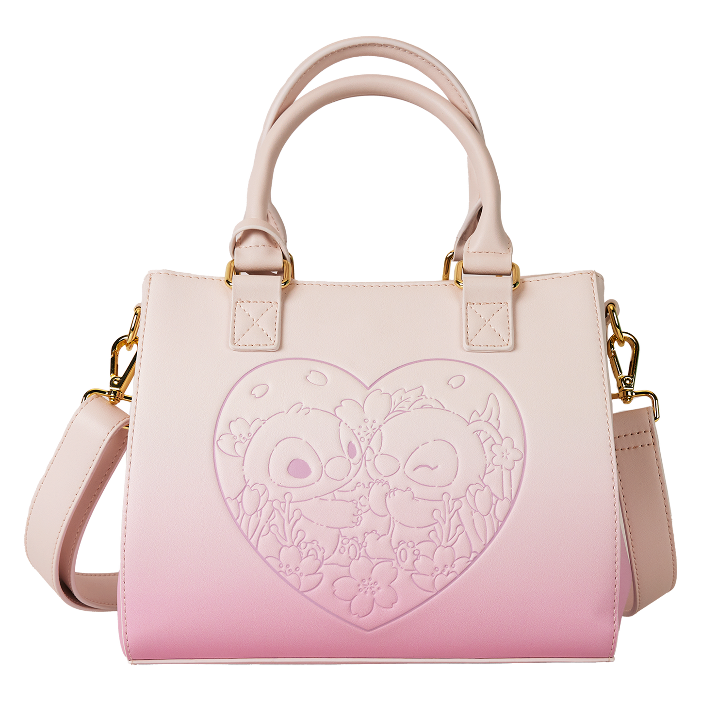 Stitch and Angel Cherry Blossom Heart Crossbody