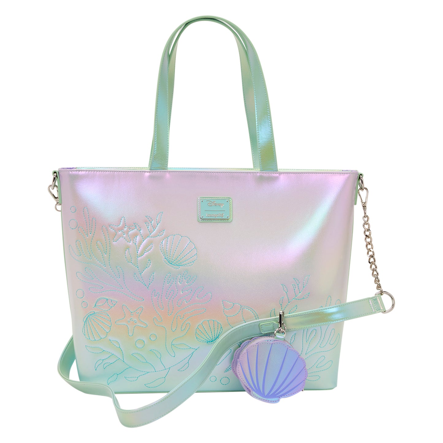 The Little Mermaid Ariel, Flounder, & Sebastian Tote Bag with Coin Bag