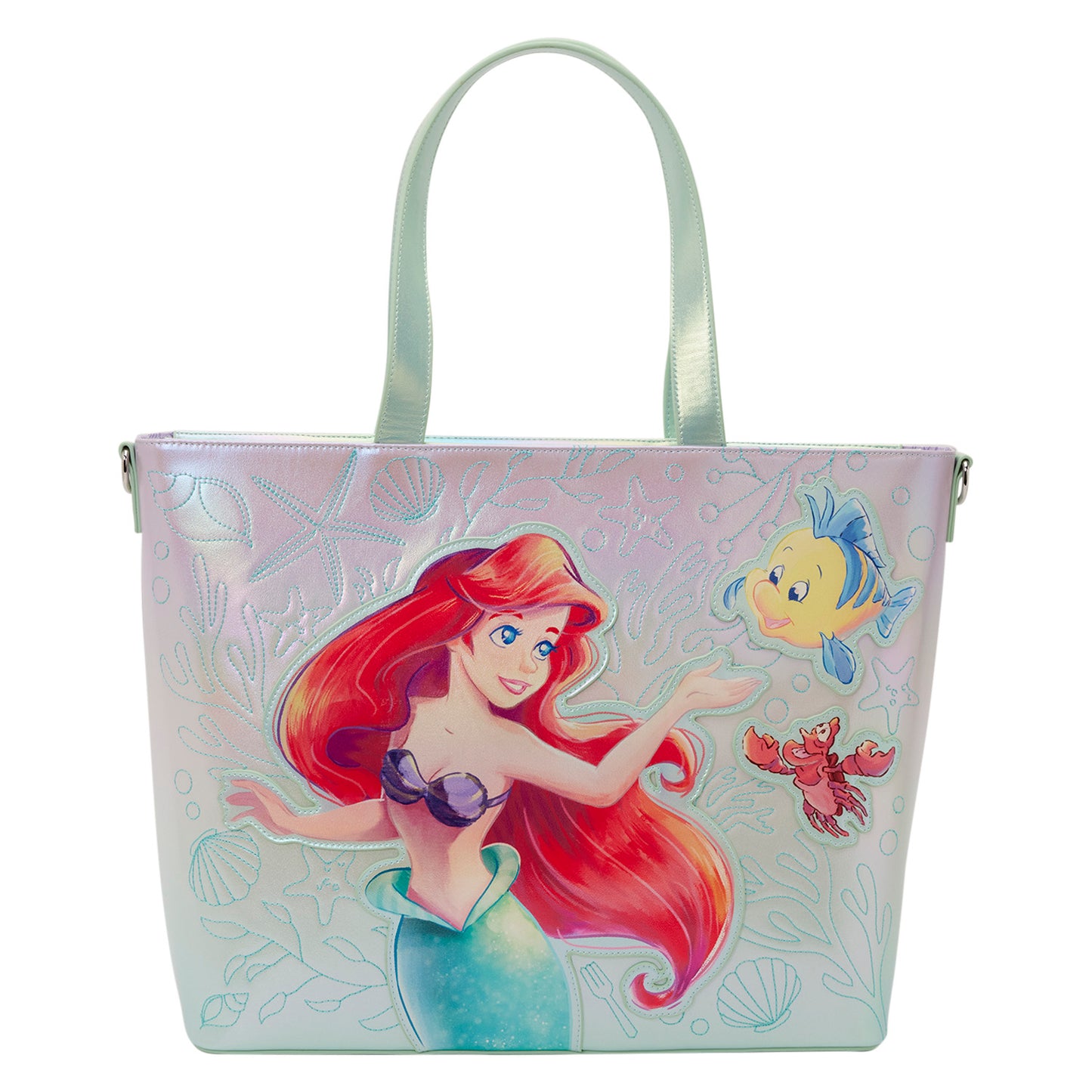 The Little Mermaid Ariel, Flounder, & Sebastian Tote Bag with Coin Bag