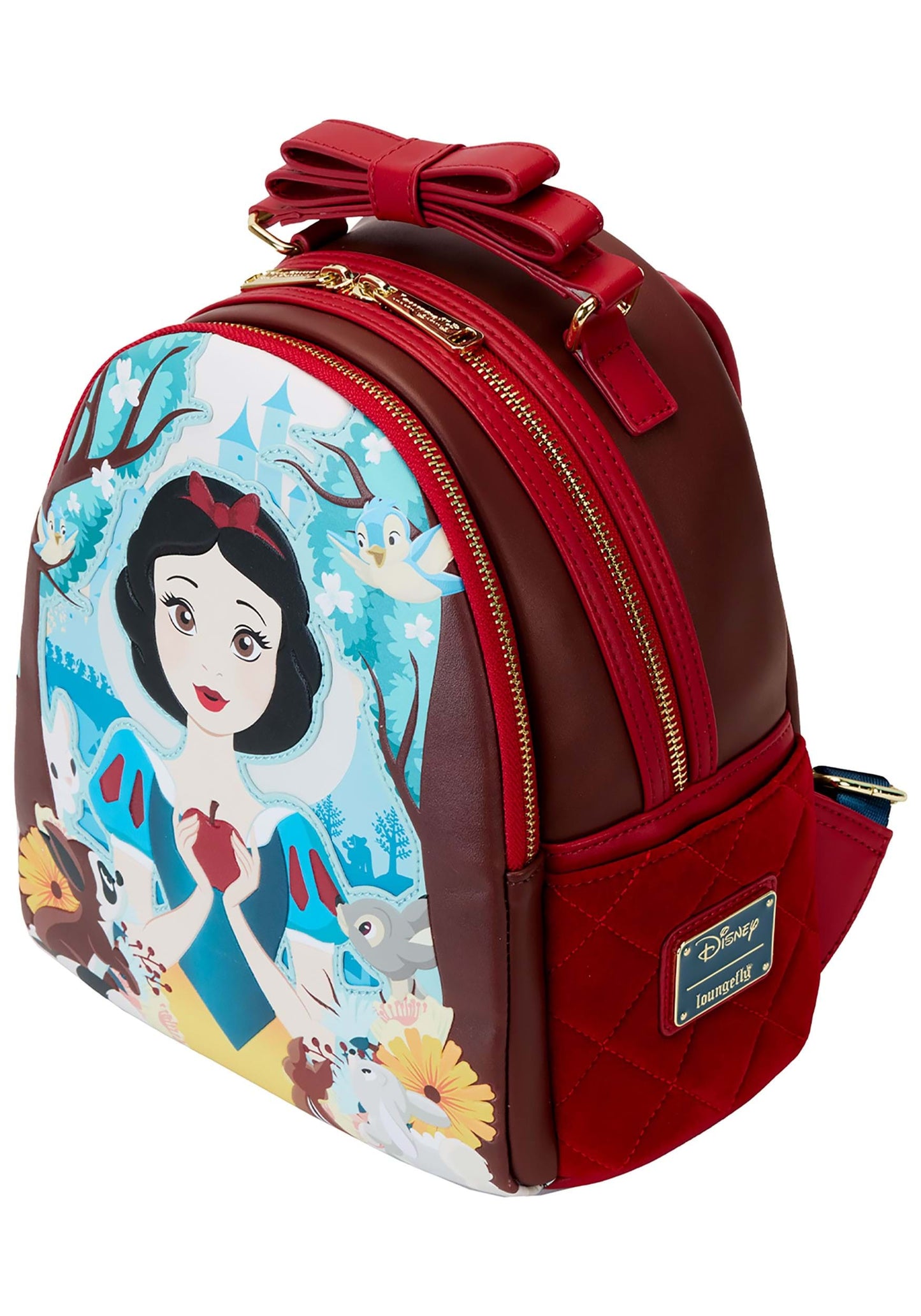 Snow White Classic Apple Quilted Velvet Mini Backpack